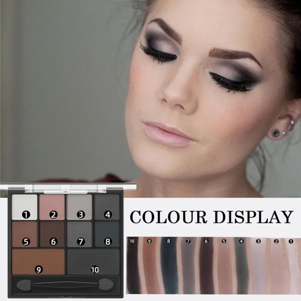 ⁦ALMEKAQUZ Eyeshadow Palette, Matte Eye Shadow Pallets for Women Long Lasting, Professional Highly Pigmented Black Eyeshadow Makeup Palette, Waterproof Eyeshadow with Dual-Ended Applicator Brush⁩ - الصورة ⁦2⁩