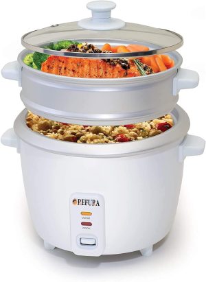 Refura - SA 2 in 1 Rice Cooker & Steamer 1.0 L/Non-Stick Removable Bowl/Keep Warm Functionality / 400 Watts/Includes Measuring Cup & Spatula | RE-618 | Kitchen Appliances