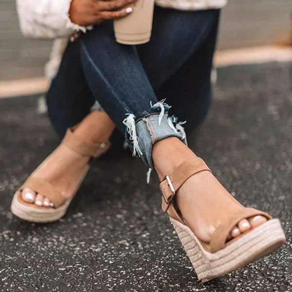 ⁦VICKI·VICKI Women's Platform Wedges heels Sandals Wedge Espadrilles Ankle Strap⁩ - الصورة ⁦3⁩