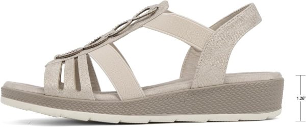⁦VJH confort Women's Flat Sandals Comfortable Rhinestone Dressy sandals Elastic Open toe Low Wedge Sandals for Summer⁩ - الصورة ⁦2⁩