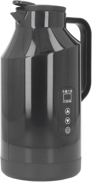 BROLEO Electric Car Kettle, 12V 24V 1500ml Stainless Steel Water Boiler, Cigarette Lighter Heating Mug, Travel Truck Water Heater Bottle for Tea Coffee Making