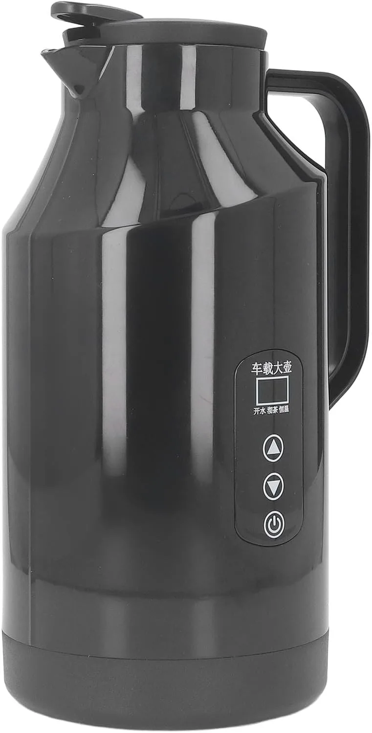 BROLEO Electric Car Kettle, 12V 24V 1500ml Stainless Steel Water Boiler, Cigarette Lighter Heating Mug, Travel Truck Water Heater Bottle for Tea Coffee Making