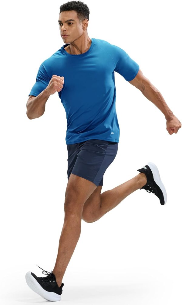 ⁦MIER Mens T Shirts Short Sleeve Quick Dry Active Tee for Running Workout Gym, Stripe⁩ - الصورة ⁦6⁩