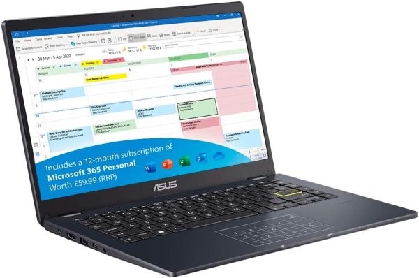 ⁦اسس لابتوب فيفو بوك 14 E410MA بشاشة FHD مقاس انش مع مايكروسوفت اوفيس 365 انتل سيليرون N4020 ذاكرة RAM 4GB بطاقة اي ام سي 128GB ويندوز 11 هوم يتضمن برنامج مثبت⁩ - الصورة ⁦2⁩