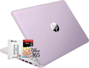 HP 14" HD Thin and Light Laptop, Intel Processor N150(Beat N4120),16GB RAM, 256GB Storage(128GB UFC+128GB MicroSD), Office 365, Copilot AI, WiFi 6, BT 5.4, HDMI, W/128GB PSD, Win11 S, Honey Lavender