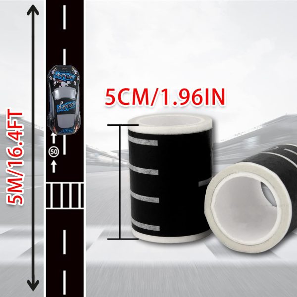 ⁦TORMEN Road Sticker Rolls Cars Track and Train Sets Sticker Perfect to Develop Your Kids Imagination and Memory, Play and Gifts for Children Toys (2 Road + 4 Curves + 4 Traffic Signs）⁩ - الصورة ⁦2⁩
