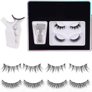 Domiunier 2Pair Magnetic Eyelashes Without Eyeliner, Reusable Magnetic Eyelash Kit Dual Magnetic Eyelashes Dual Magnetic Lashes, Best Fake Eyelashes for Beginners,Magnetic Eyelashes Natural Look