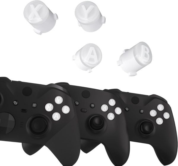 ⁦eXtremeRate ABXY Buttons for Xbox Series X/S Controller, Buttons with ABXY Cassic Symbol for Xbox One S/X, Elite V1/V2, Two-Tone Buttons White & Clear⁩ - الصورة ⁦3⁩