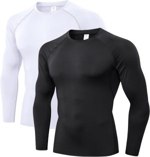Men's Compression Shirts Long Sleeve Athletic Workout Tops Gym Undershirts Active Sports Baselayers