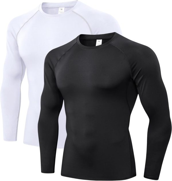 Men's Compression Shirts Long Sleeve Athletic Workout Tops Gym Undershirts Active Sports Baselayers