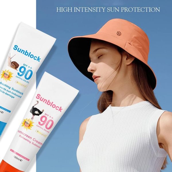 ⁦Azonee Sunscreen Cream SPF90PA++,Protection Face Cream Disaar Sunblock 90++ Protective Cream Pigmentation, Undamage Ultra Sunscreen, Daily Use, Travel for All Skin Type 100g⁩ - الصورة ⁦4⁩