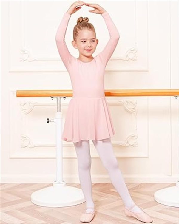 ⁦THE WHITE SHOP Kids Girls Classic Long Sleeve Leotard Dance Ballet Dress Gymnastics Cross Back Design Tutu Dresses Coton Comfortable Girls' Dance Apparel Clothing⁩ - الصورة ⁦7⁩