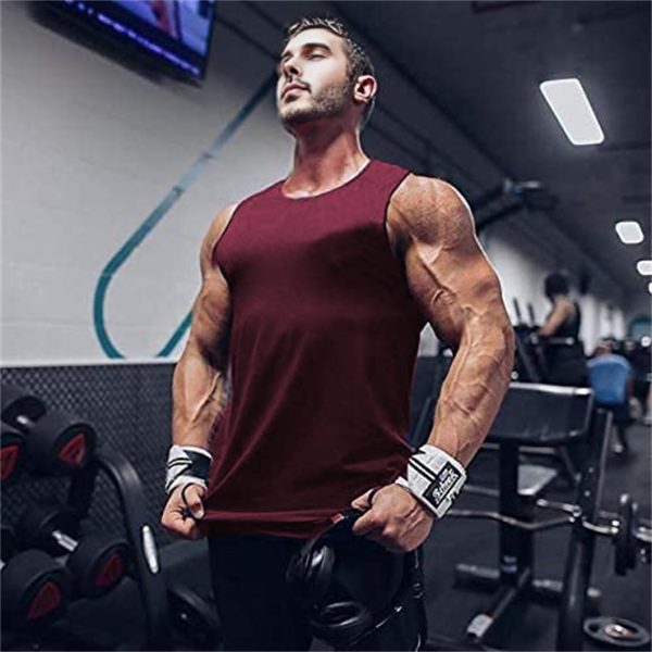 ⁦Mens Workout Tank Tops Quick Dry Sleeveless Running Gym Muscle Shirts Summer Mesh Tee Top⁩ - الصورة ⁦4⁩