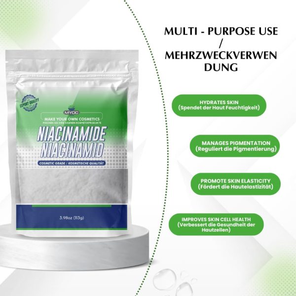 ⁦MYOC Niacinamide -3.9oz Pure Niacinamide Powder, Niacinamide Powder Cosmetic Grade, DIY Niacinamide Powder for Serum & Cream⁩ - الصورة ⁦5⁩