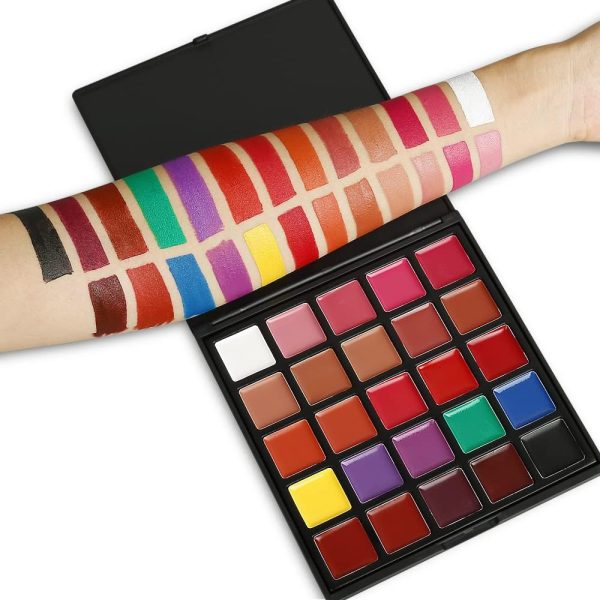 ⁦YARLADY 25 color Lipstick Lip Gloss Palette 24H Long-lasting moisturizing Waterproof matte Lip Palette Makeup,Pigmented Festival Halloween Body Face Paint Matte Lipstick Set⁩ - الصورة ⁦9⁩