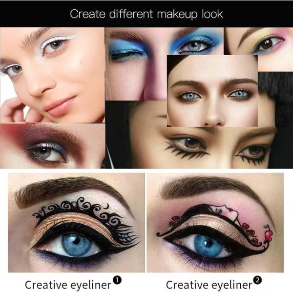 ⁦KASTWAVE Black White Eyeliner Pencil, 2 Pcs Matte Smooth White Eye Brightener Stick with Built-in Sharpener, Quick Drying Waterproof High Pigmented Highlighter Eye Liner Pen, Waterproof Smudge Proof⁩ - الصورة ⁦5⁩