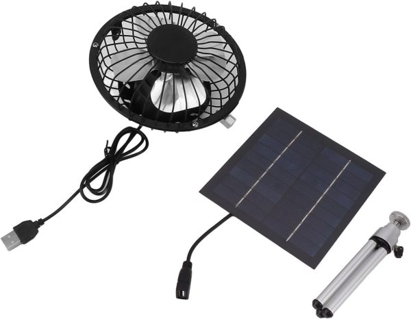 ⁦BROLEO Camping Fan, 6W 6 Inch Portable Camping Solar Fan, Solar USB Dual Powered Fan with Stretchable Stand, Waterproof Solar Panel Fan Tent Fan for Home, Camping, Outdoor, Fishing⁩ - الصورة ⁦7⁩