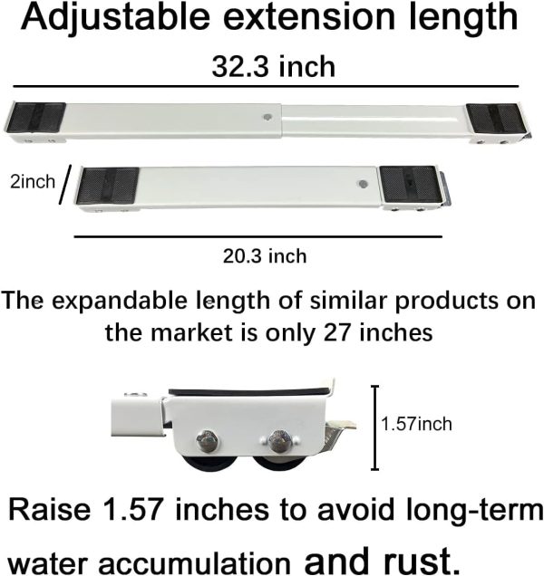 ⁦Appliance Rollers Heavy Duty, Extendable Appliance Rollers Mobile Washing Machine Base Easily Move Washing Machines, Dryers, Refrigerators, Furniture, Stand Hold Up to 300kgs⁩ - الصورة ⁦3⁩