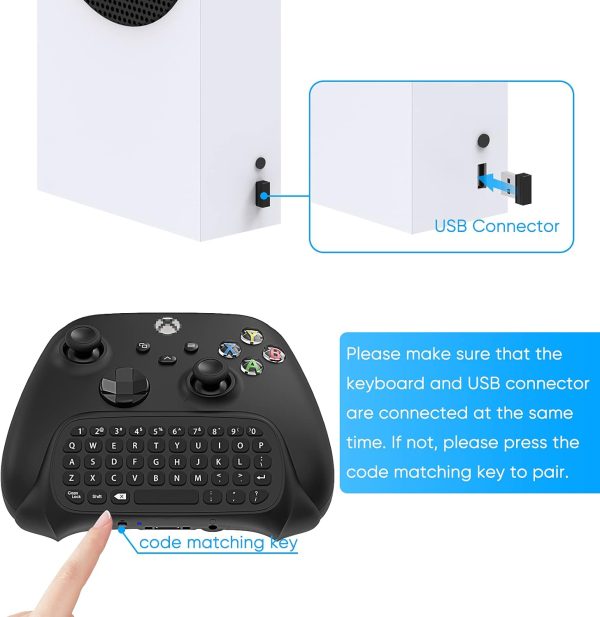 ⁦اوارت كيبورد لوحدة تحكم Xbox سلسلة X S One لوحة مفاتيح لاسلكية للالعاب مع مستقبل USB ملحقات العاب جاك الصوت سماعة الراس لاكس بوكس وحدة التحكم غير متضمنة اسود⁩ - الصورة ⁦7⁩