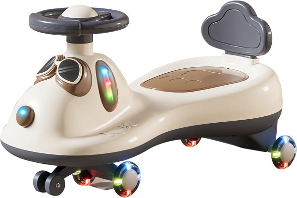 VINNYSEN Ride Car for Kids, Wiggle Car with PU LED Wheel, Light and Music, Swing Car for Kids, Infant Ride on Car with Storage Box for Kids 2 to 8 Years Kids