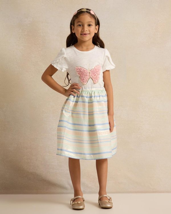 ⁦REDTAG Girls White Butterfly T-Shirt⁩ - الصورة ⁦3⁩