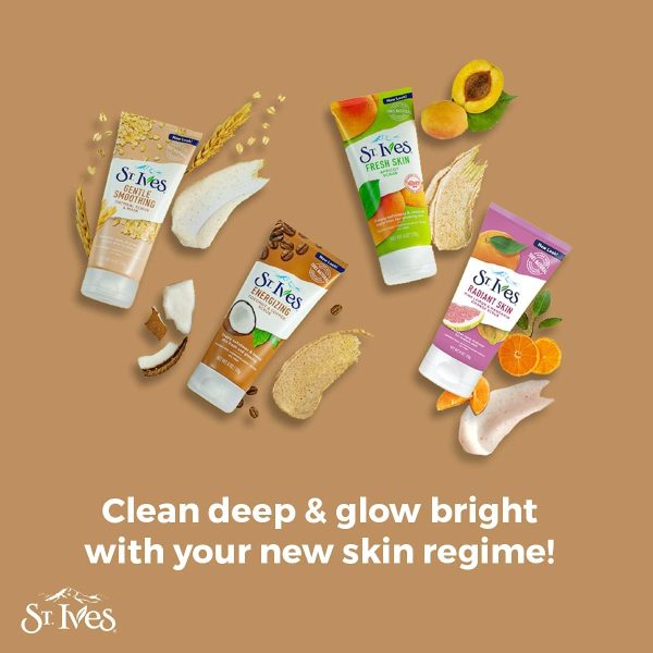 ⁦St. Ives Energizing Face Scrub, Coconut & Coffee, Deep Cleanser for Bright Skin, Paraben Free, Dermatologically Tested, 170 gm⁩ - الصورة ⁦8⁩
