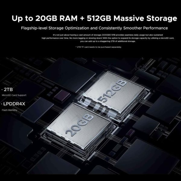 ⁦DOO.GEE S118 Rugged Smartphone 20GB(8GB+12GB Extended) 512GB 6.58" FHD+ Screen 50MP Camera Android 14 Cellphone⁩ - الصورة ⁦9⁩