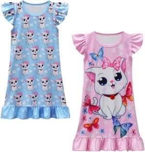shumintaojin Toddler Girls Nightgowns Clothing Sleepwear Short sleeved dress fashion skirt pajamas 3-10years