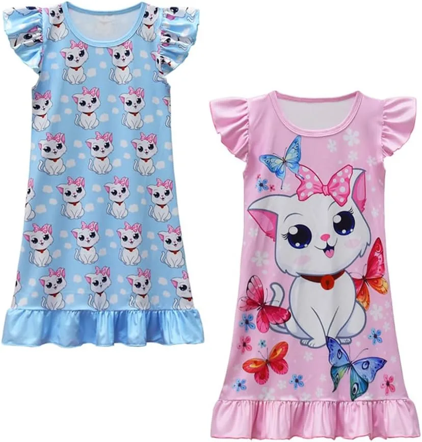 shumintaojin Toddler Girls Nightgowns Clothing Sleepwear Short sleeved dress fashion skirt pajamas 3-10years