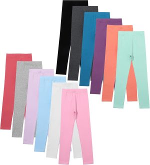 Chicduo 12 Pack Girls Leggings Girls Cotton Pants Toddler Stretch High Waisted Leggings Soft and Breathable Leggings