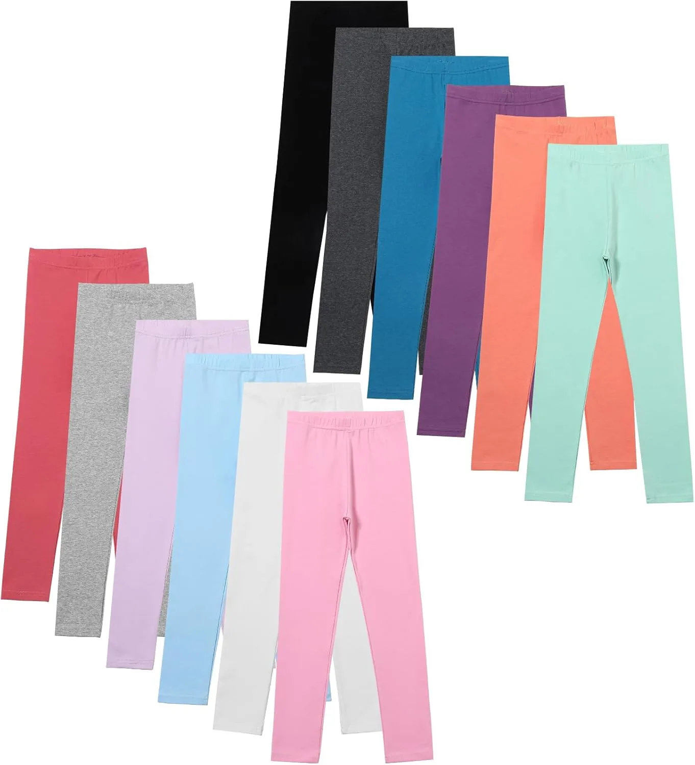 Chicduo 12 Pack Girls Leggings Girls Cotton Pants Toddler Stretch High Waisted Leggings Soft and Breathable Leggings