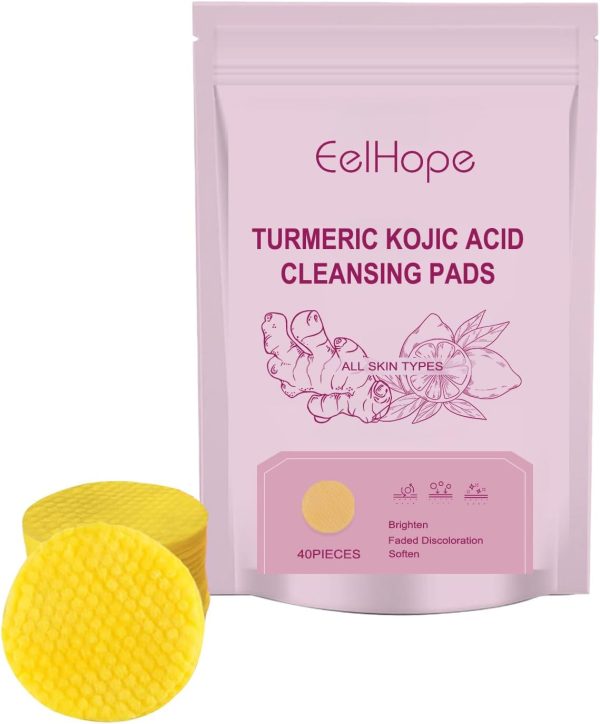 ⁦NALACAL 80Pcs Kojic Acid and Turmeric Cleansing Pads- Kojic Acid Pads, Turmeric Kojic Acid Cleansing Pads, Turmeric Exfoliating Face Scrub Pads for Face and Body, Helps Balance Skin Oil And Water⁩ - الصورة ⁦7⁩