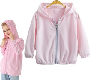 Toddler Sun UV Protection Hoodie, Kids Jacket Clothing, Lightweight Breathable Summer Jacket, Summer Cool Hoodie, Thin Hoodie, Long Sleeve UPF50+, Suitable for Girl Daily Wear 2-8 Years