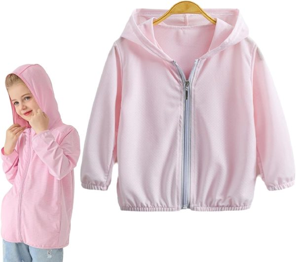 Toddler Sun UV Protection Hoodie, Kids Jacket Clothing, Lightweight Breathable Summer Jacket, Summer Cool Hoodie, Thin Hoodie, Long Sleeve UPF50+, Suitable for Girl Daily Wear 2-8 Years