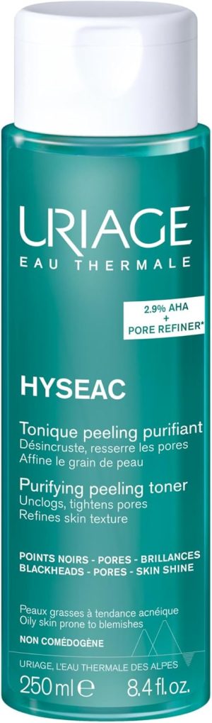 Uriage - Hyséac Purifying Face Toner 250ml - For Oily Skin - Reduces Blackheads, Pores & Shine - Mild Exfoliating Effect - Refreshing Fragrance - Non-comedogenic
