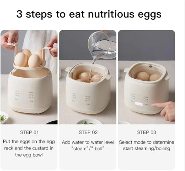⁦WEedsy Fully Automatic Smart Egg Cooker - Electric Boiler Machine for Steamed, Hard Boiled, Soft Boiled Eggs and Onsen Tamago - Home, Kitchen, Dorm Use⁩ - الصورة ⁦5⁩