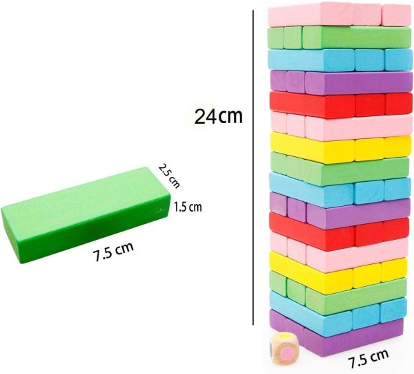 ⁦Colorful Wooden Tumbling Tower Blocks Family Game and Children Educational toy⁩ - الصورة ⁦5⁩