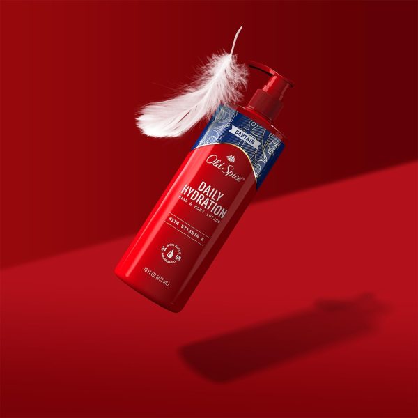 ⁦Old Spice Captain Daily Hydration Hand & Body Lotion 24/7 Shower Freshness With Vitamin E, 16 Fl Oz (Pack of 4)⁩ - الصورة ⁦4⁩