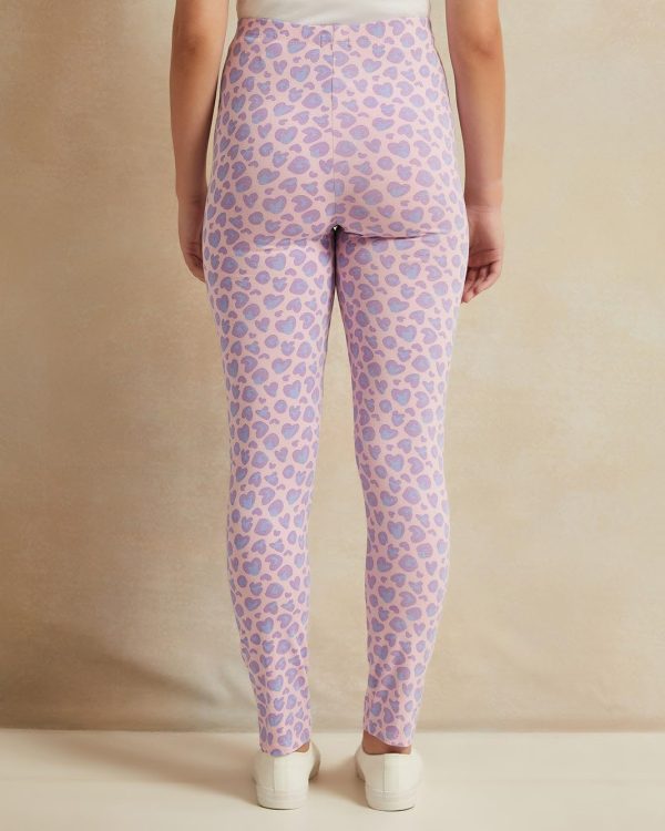 ⁦REDTAG Senior Girls Lilac Printed Leggings⁩ - الصورة ⁦3⁩