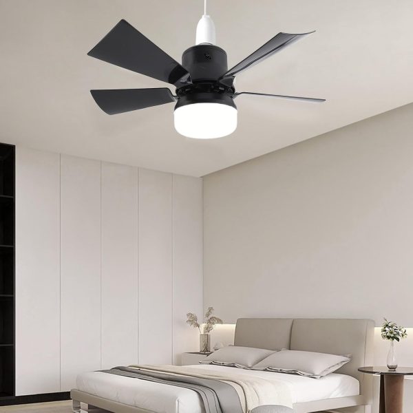 ⁦Dpofirs 15.7In Socket Fan Light, Dimmable 3 Color Temp 3 Wind Speed Light Bulb Fan with Remote, 1H 2H 4H Timer Screw in Ceiling Fan in Light Socket for Bedroom Kitchen 85‑265V (Black)⁩ - الصورة ⁦2⁩