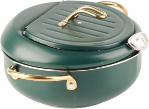 Jectse Tempura Deep Fryer Pot With Thermometer Mini Stainless Steel Fryer Pan 14cm*11cm