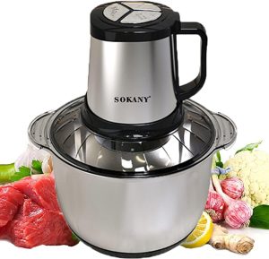 SOKANY SK-7015 800W Meat Grinder Electric, Food Processor Onion Vegetable Garlic Chopper Electric 4 Blades 5L Robust Stainless Steel Bowl (SK-7015, 800W, 5L)