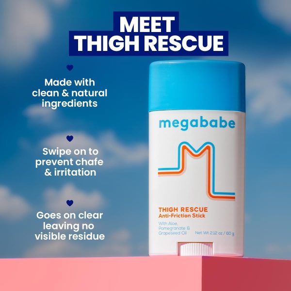 ⁦Megababe Thigh Rescue Anti-Chafe Stick | Prevents skin chafe & irritation | Thighs, arms, bra-lines & more | Vacation Summer Essentials | 2.12oz (Pack of 1)⁩ - الصورة ⁦2⁩