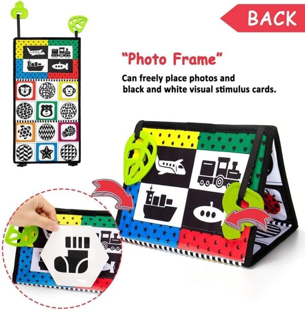 ⁦Tummy Time Floor Mirror, Newborn Toys Infant Toys 0 3 Months Brain Development High Contrast Baby Toys Black and White, Baby Mirror Tummy Time Toys for Infants Sensory Baby Toy 0-6 Months Gift⁩ - الصورة ⁦2⁩