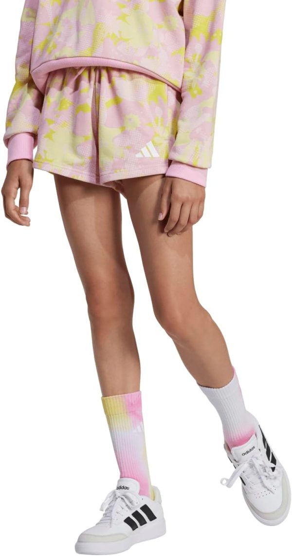 ⁦adidas girls Seasonal Essentials Flower Shorts Kids Shorts⁩ - الصورة ⁦2⁩