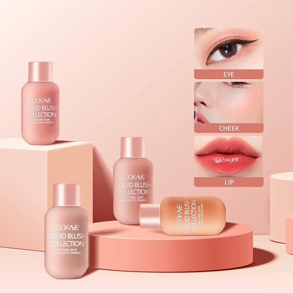 ⁦MAKINGTEC Liquid Cream Blush Makeup, Velvet Mousse Texture Lightweight Gel-Cream Blusher, for Cheeks Breathable Feel, Natural Looking Sheer Flush Of Color Long Lasting Waterproof⁩ - الصورة ⁦4⁩