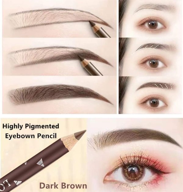 ⁦KASTWAVE 12 PCS Dark Brown Eyebrow Eyeliner Pencils Makeup Pen, Waterproof Eye Brow Pencil,Long-lasting Nice Color Eye Brow Gel Pen Makeup Brow Tint Pencils（Dark Brown）⁩ - الصورة ⁦2⁩