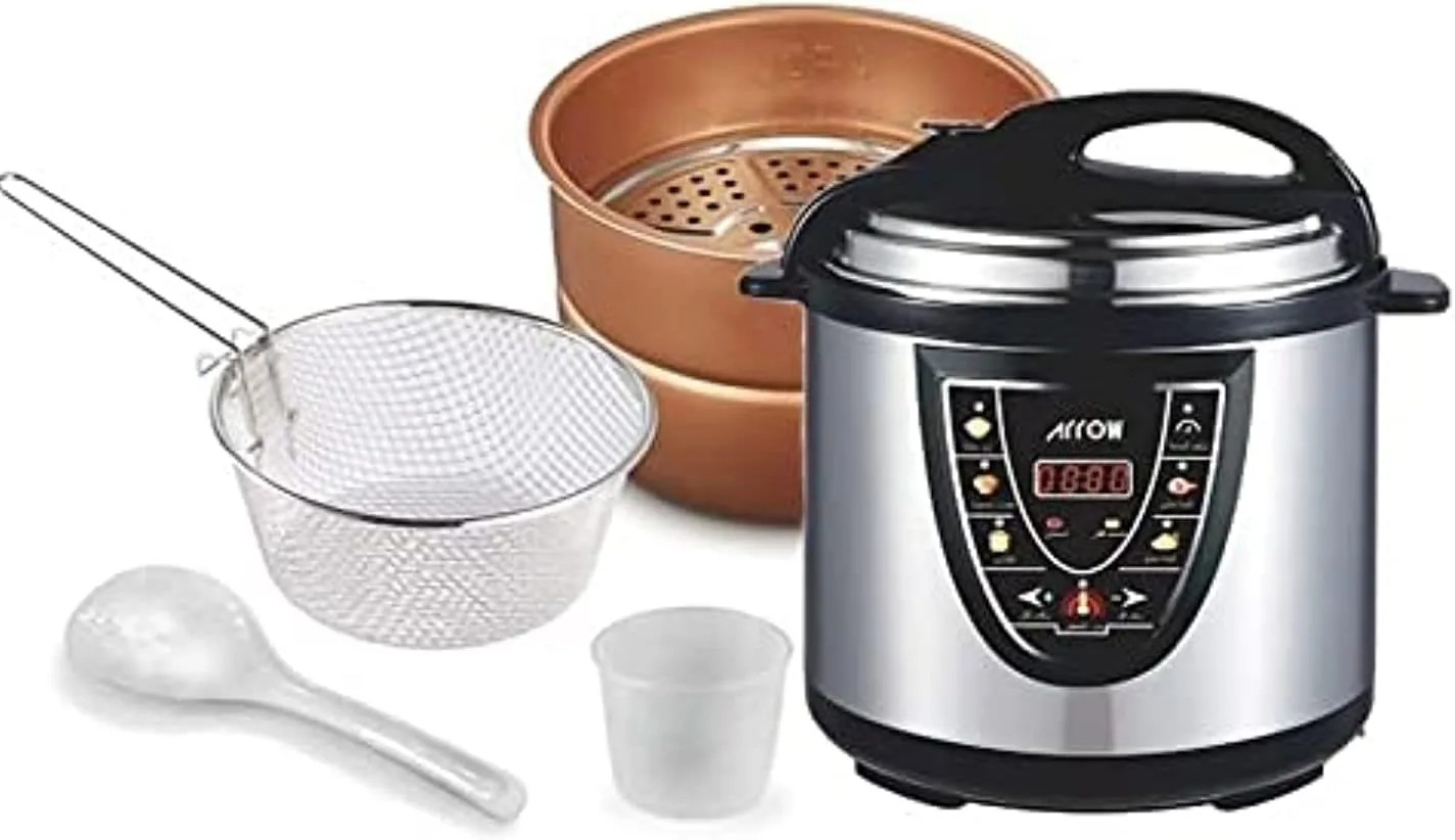 Arrow 12 Liter 1600W Electric Pressure Cooker With Stainless Steel, RO-12SEC