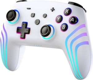 Gaming Controller with Hall Effect Trigger, Azonee Wireless Remote for Nintendo Switch/Lite/OLED/PC/for IOS/Android/for Steam, RGB LED, Turbo Function