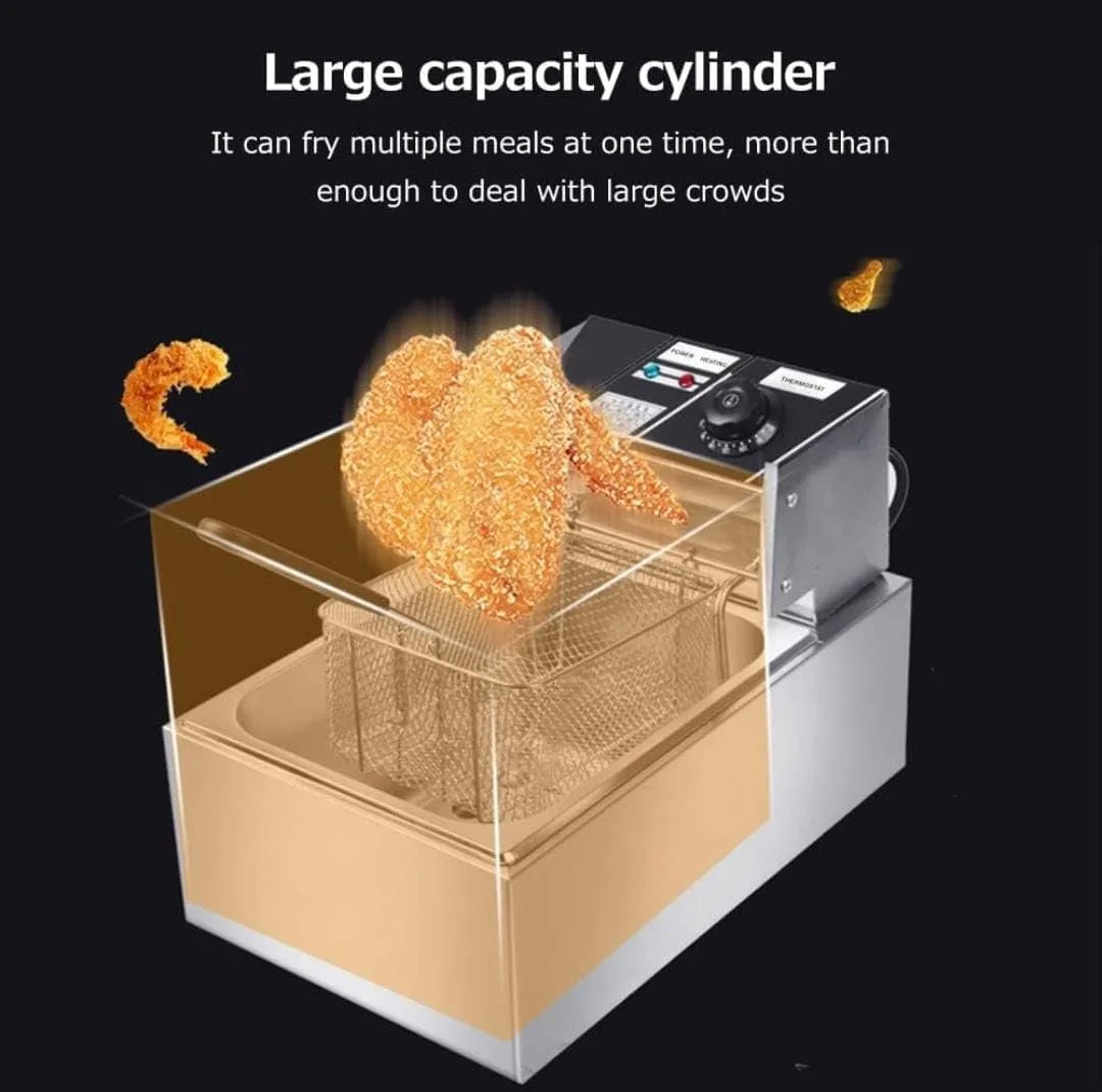 Deep Fryer 6L 2500W Electric Oil Fryer with Temperature Control Stainless Steel for Home Restaurant